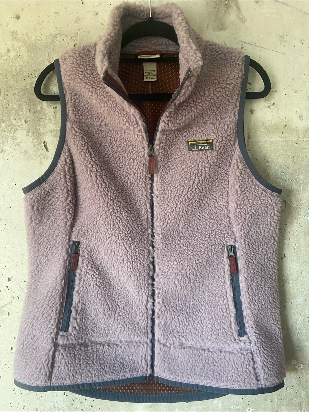 L.L.Bean Sherpa Unisex Fleece Vest Lavender Teddy Zip Up Medium
